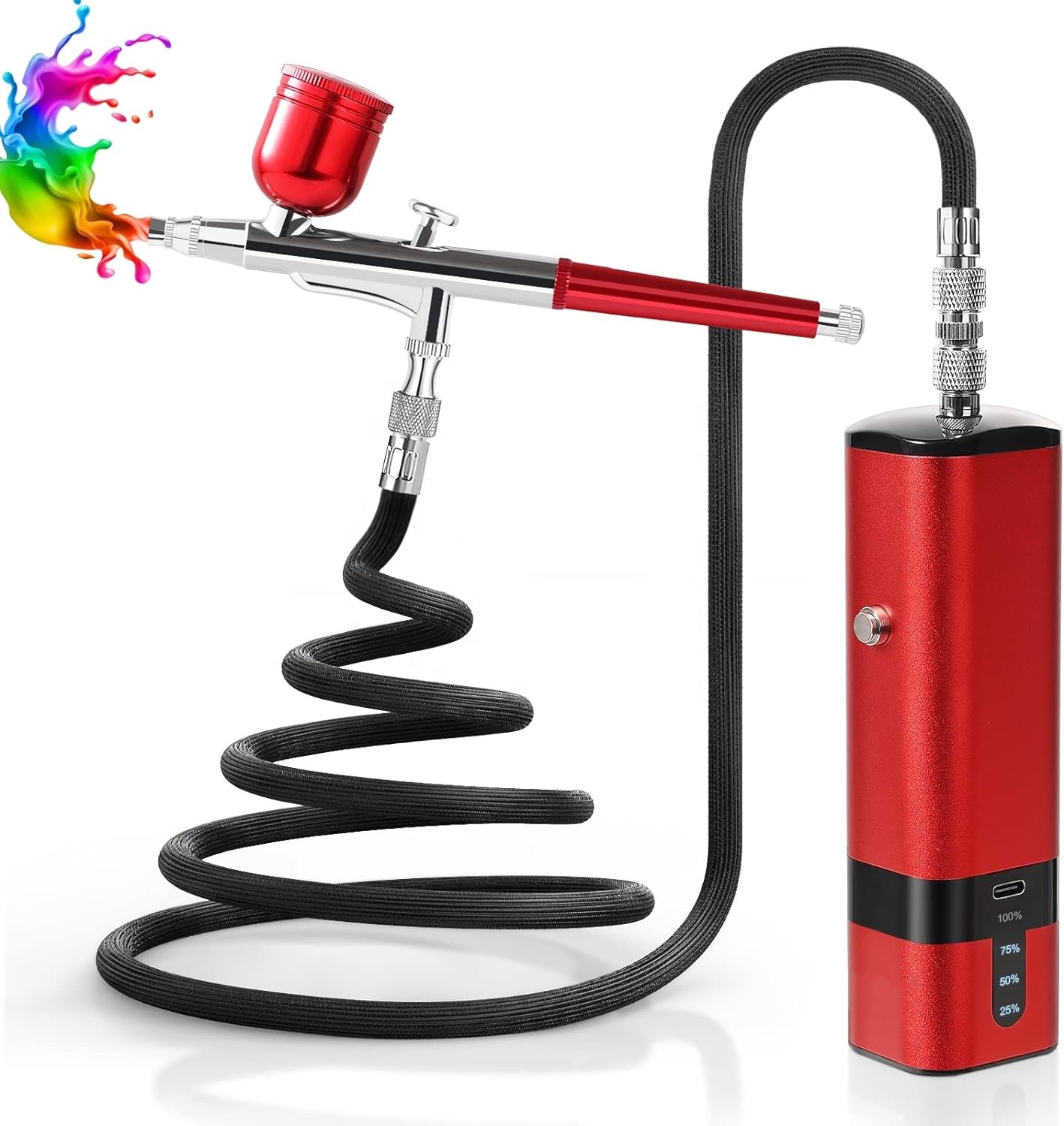 Air Compressor Mini - طقم فرشاة هوائية مع ضاغط، فرشاة