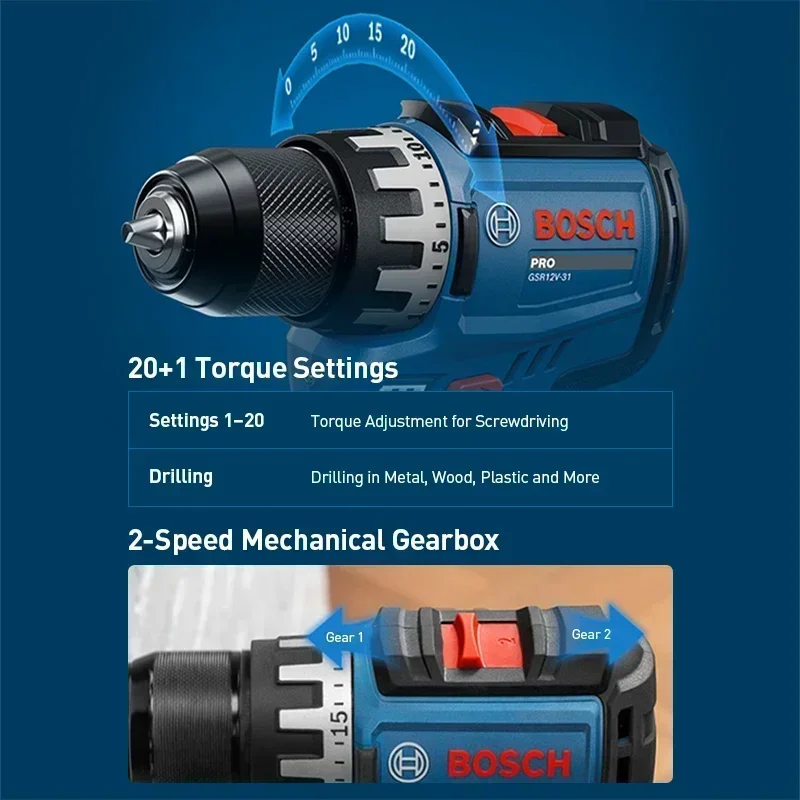 بوش GSR12V-31 مثقاب كهربائي لا - مراجعة Power Tools Kits وسعره