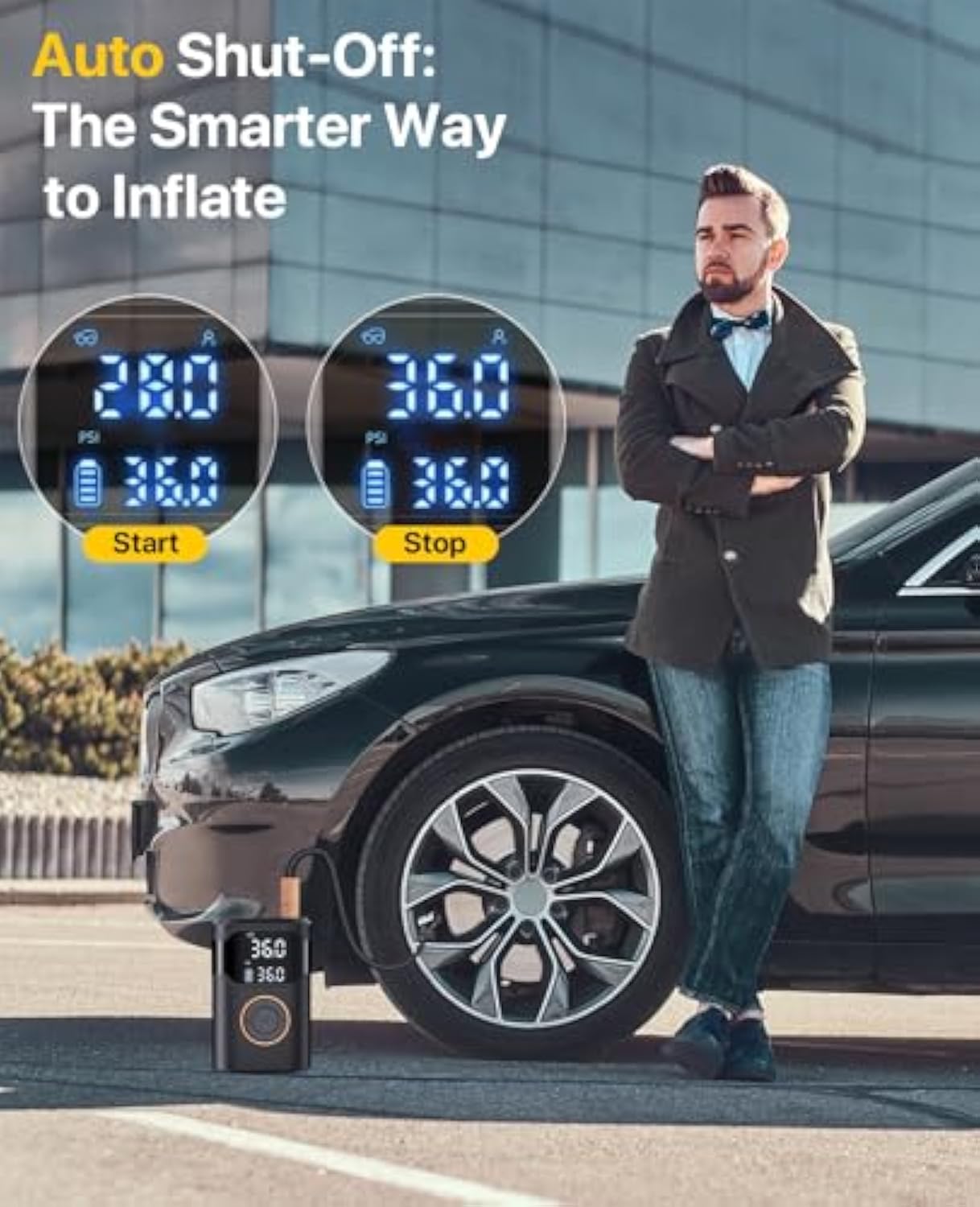 التلقائي القابلة لإعادة الشحن  - مراجعة Air Compressor Mini وسعره