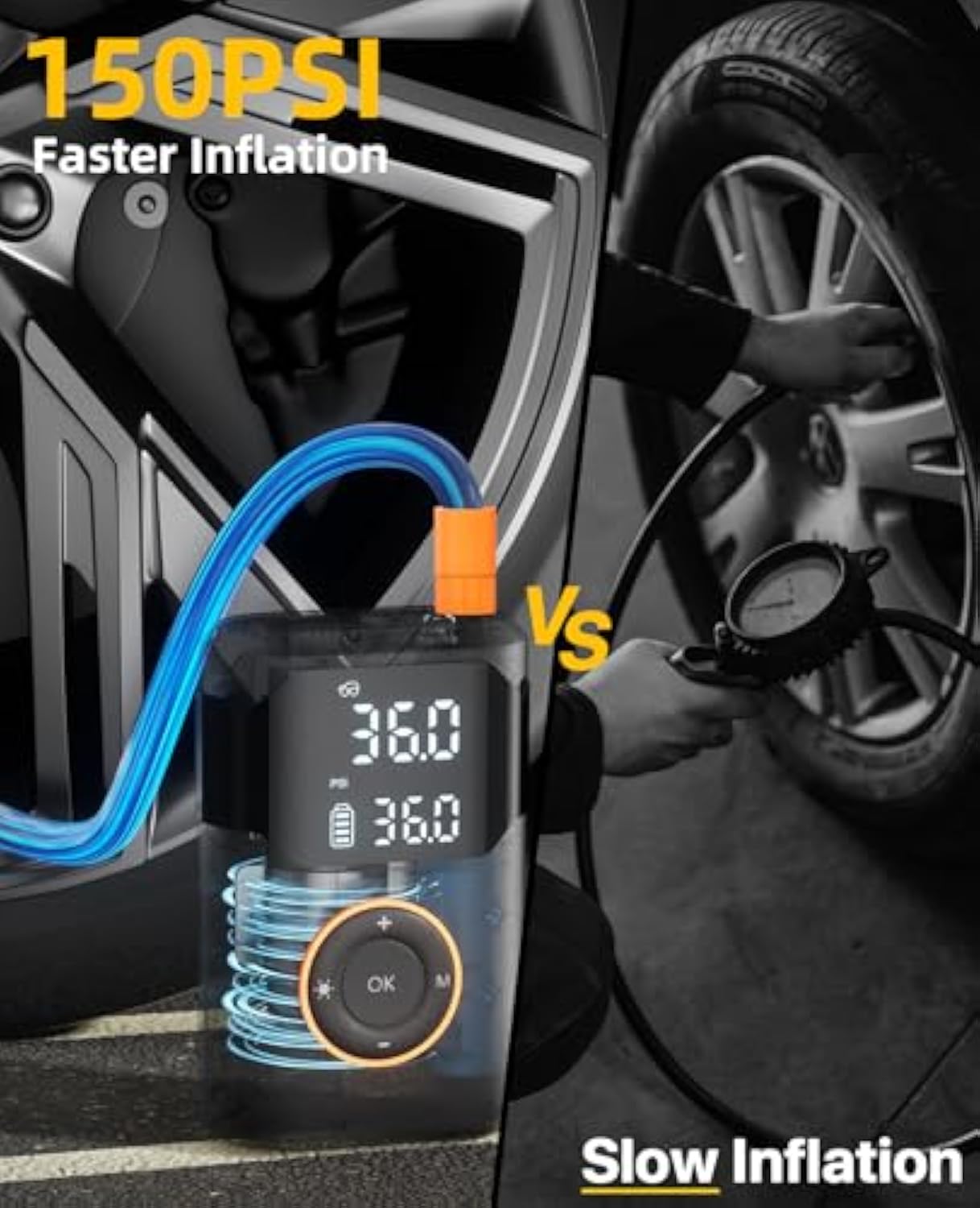 التلقائي القابلة لإعادة الشحن  - مراجعة Air Compressor Mini وسعره